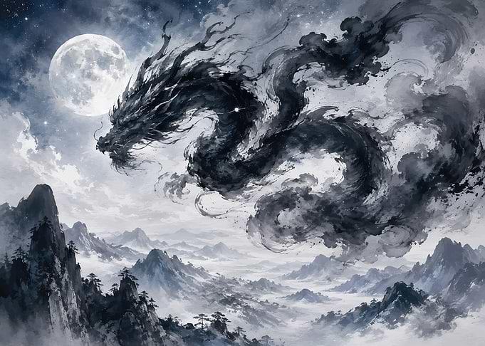 Dragon over Misty Mountains