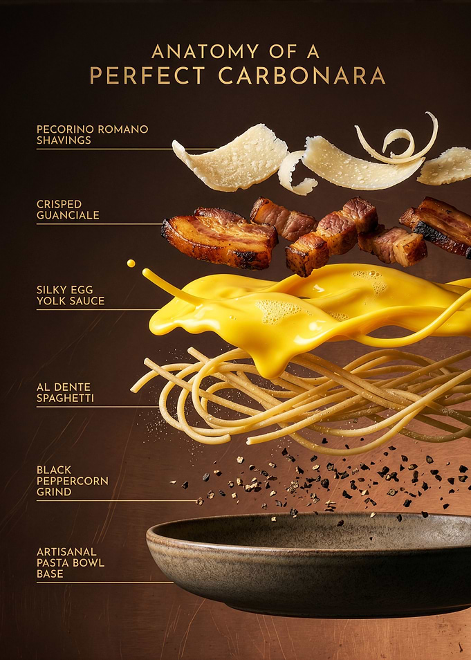 Anatomy of a Perfect Carbonara | Gourmet Italian Pasta Art Print
