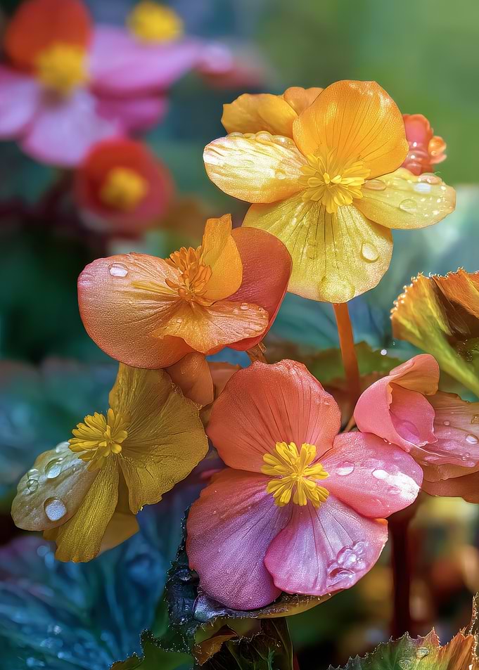 Dew-Kissed Begonia Flowers