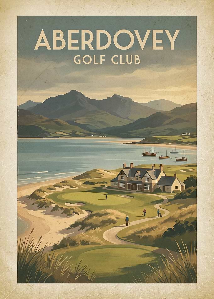 Aberdovey Golf Club Vintage Poster
