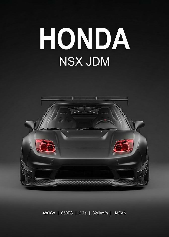angry black Honda NSX JDM Car poster