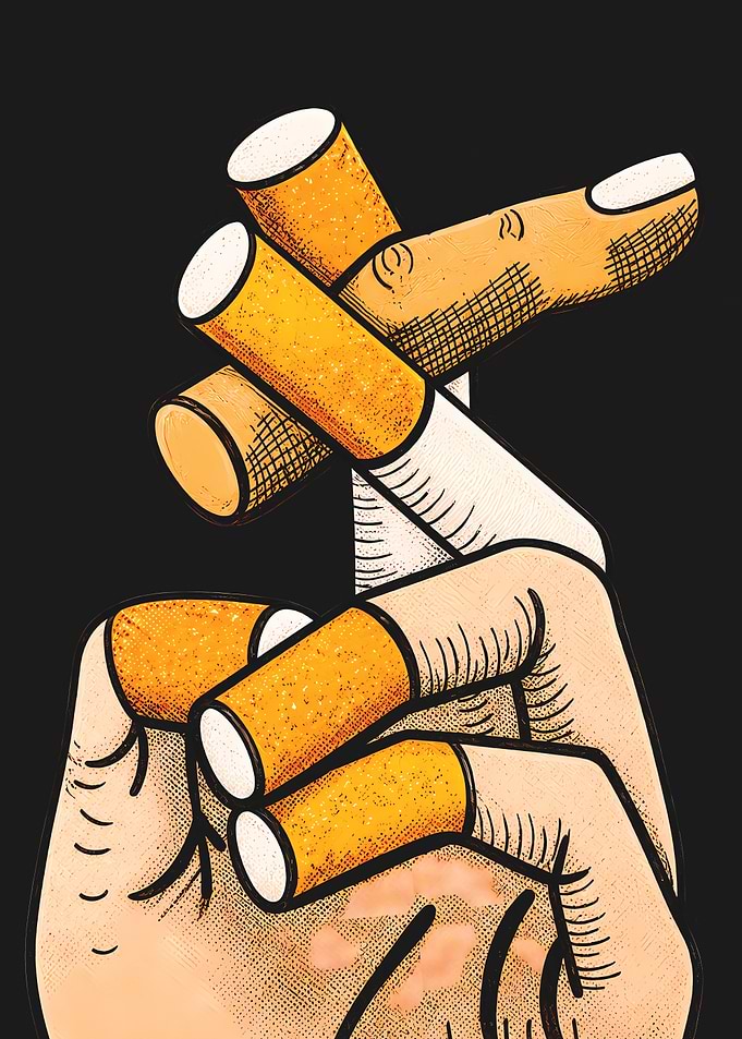 Hand holding cigarettes