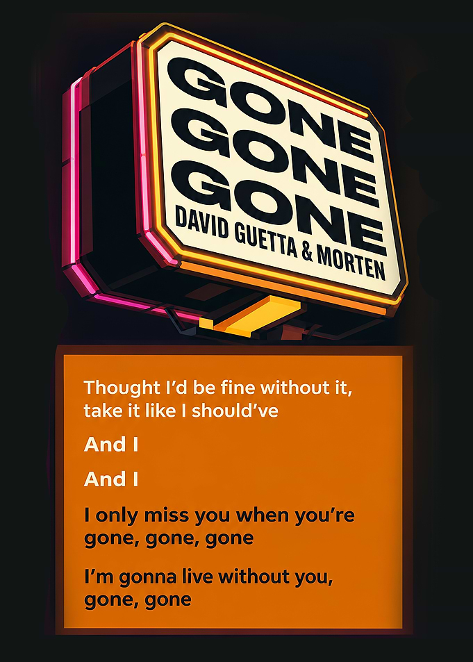 David Guetta & Morten Gone Gone Gone Neon Sign