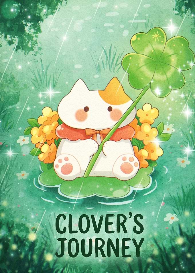 Cute Cat with Clover