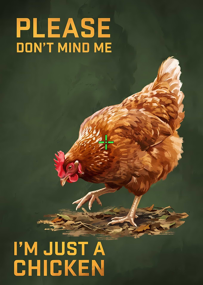 Funny Chicken with Crosshairs