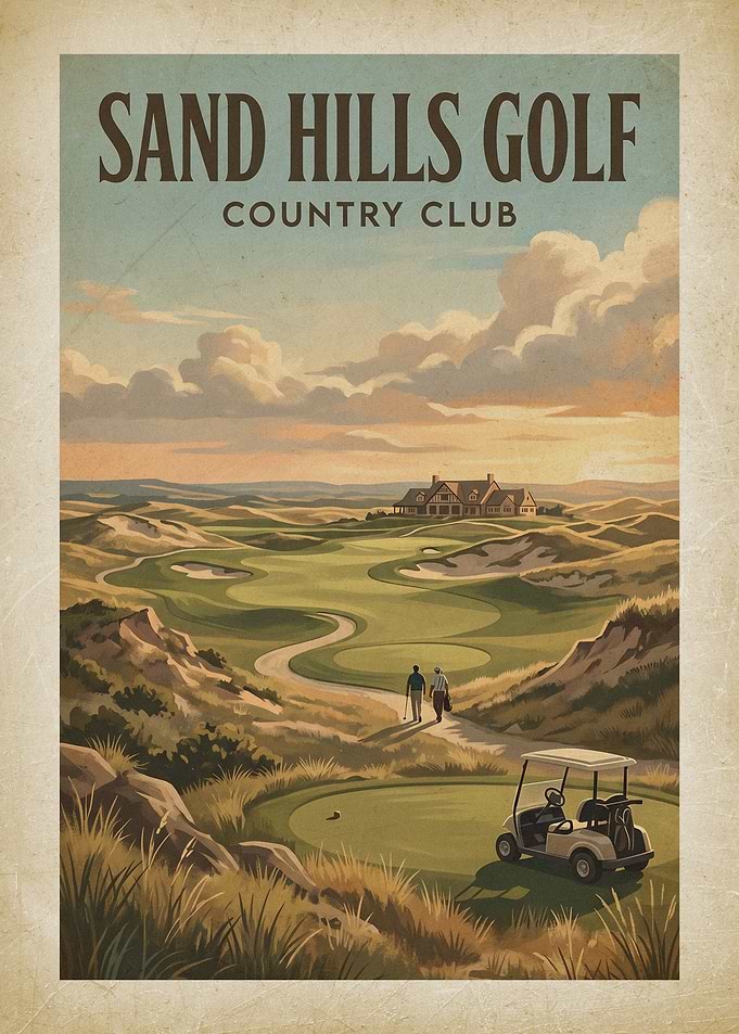 Sand Hills Golf Country Club Vintage Poster
