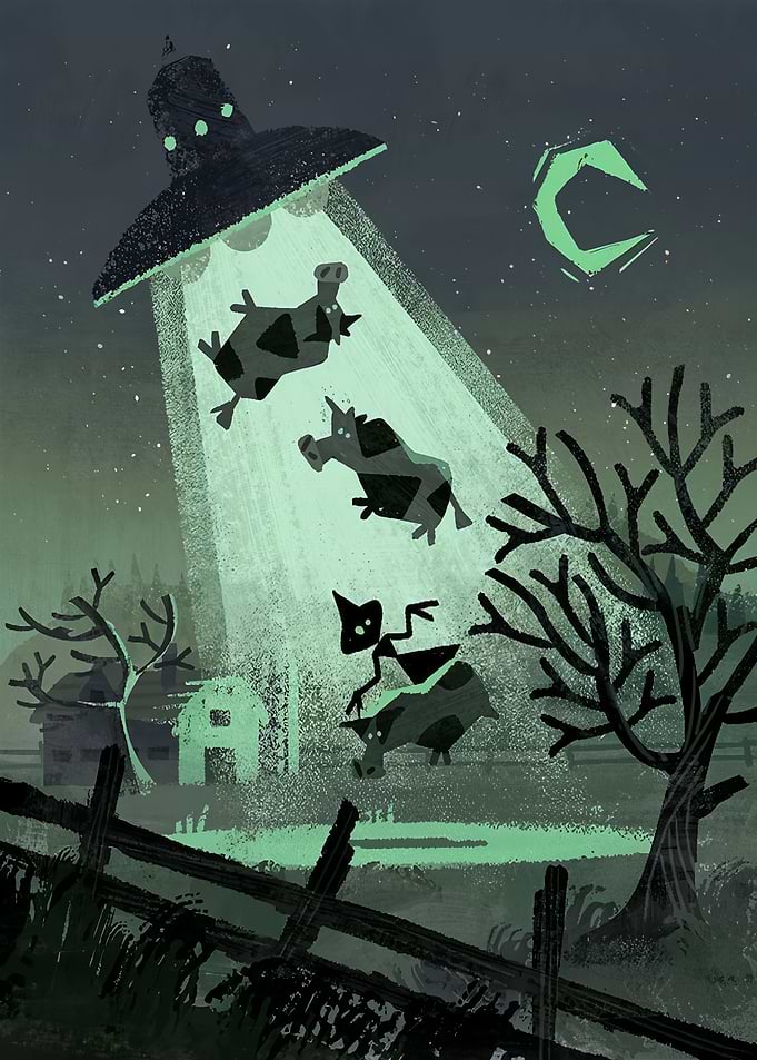UFO Abducting Cows