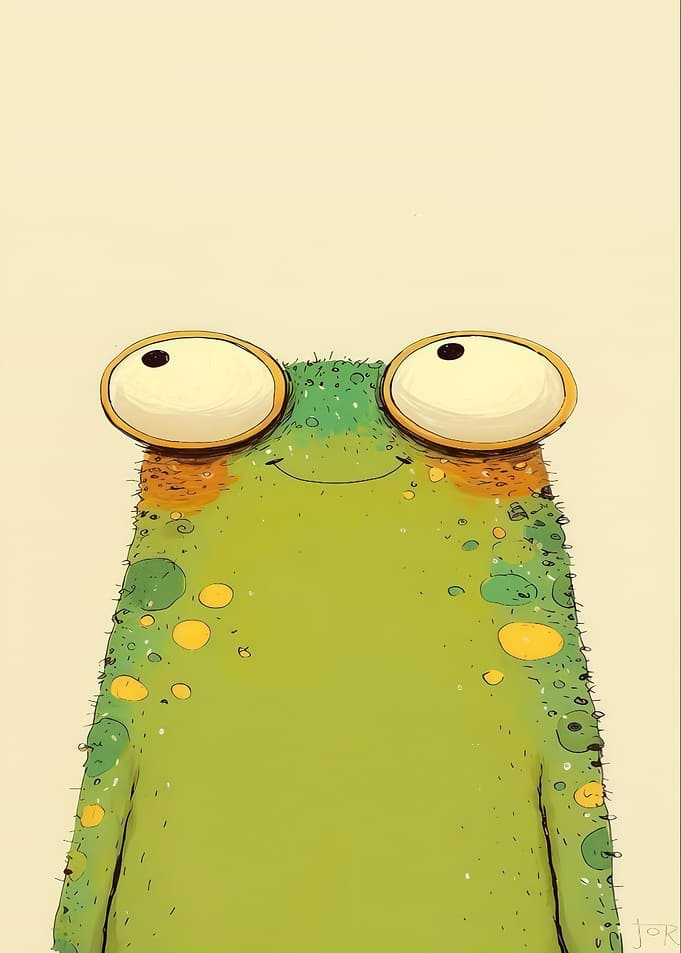 Cute Cartoon Frog with Big Eyes