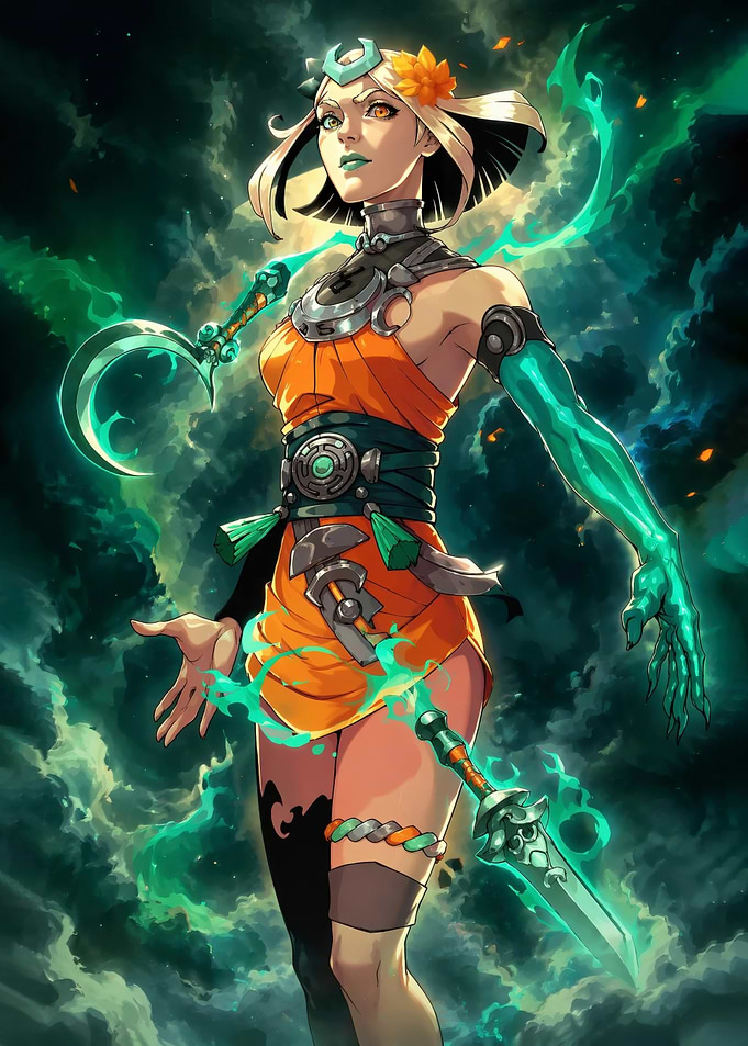 Fantasy Warrior with Glowing Weapons