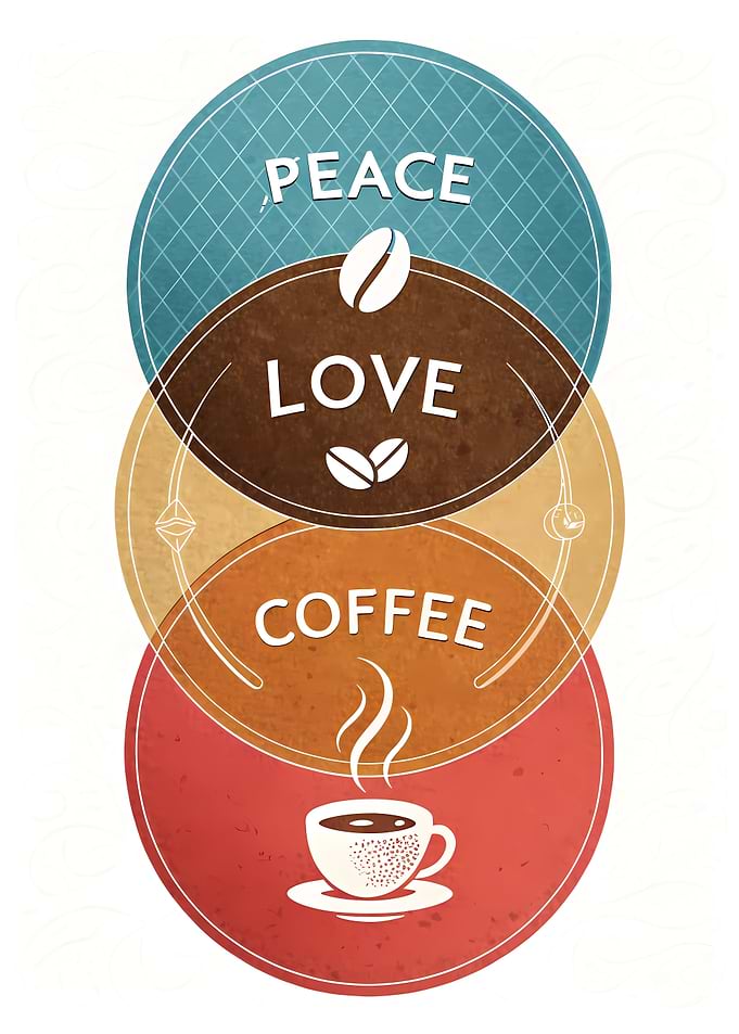 Peace Love Coffee Typography Art
