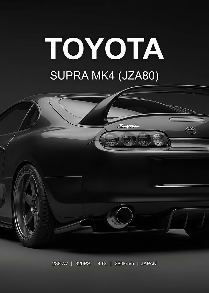 close up black Toyota Supra MK4 Rear View