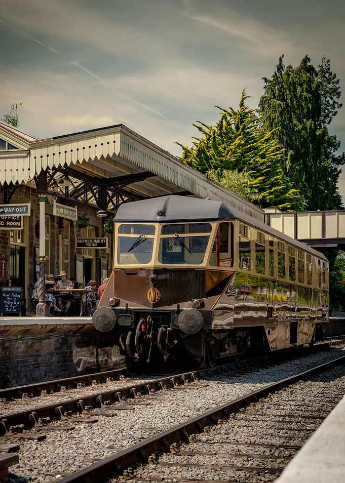 Vintage Railcar at a Station