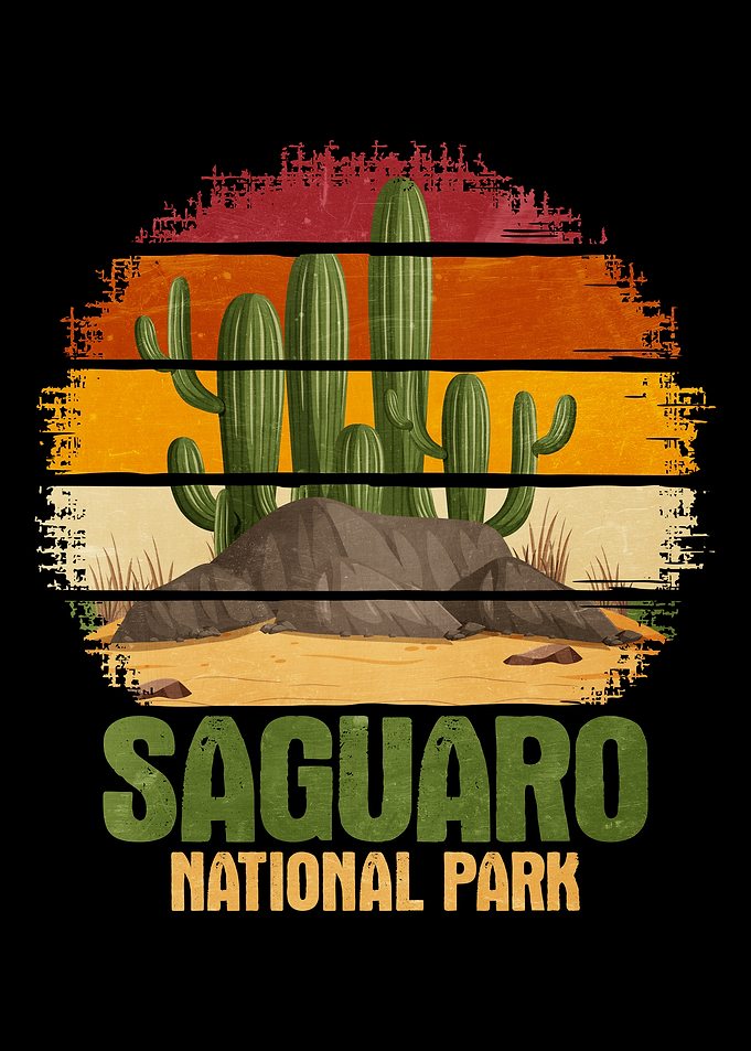 Saguaro National Park Retro Sunset