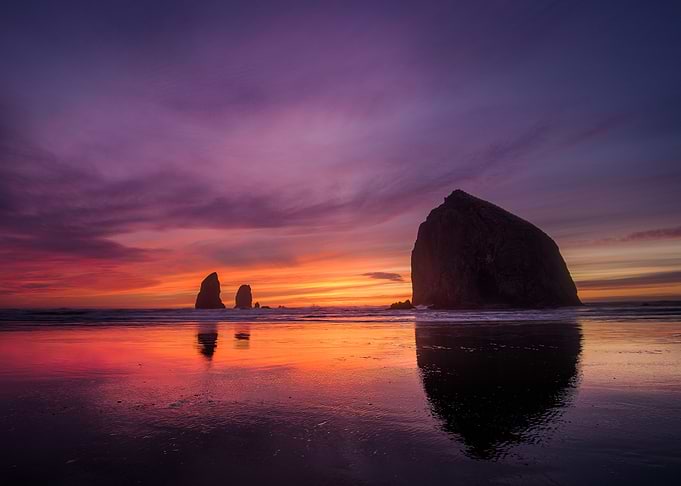 Dramatic Sunset Over Haystack Rock