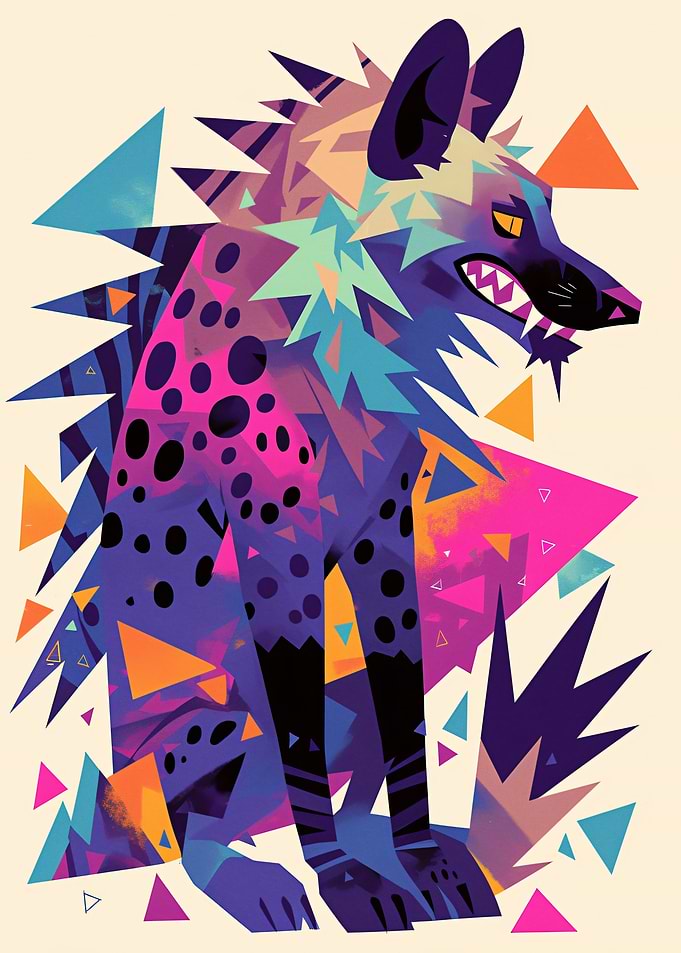 Abstract Hyena with Geometric Shapes