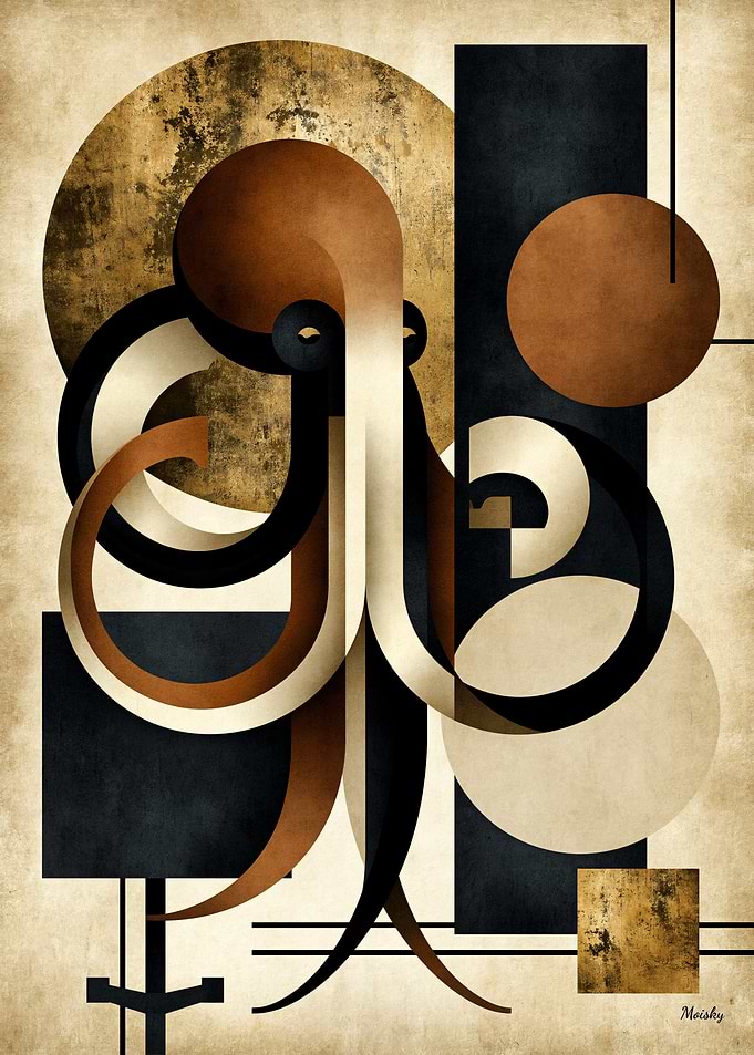 Golden Japandi Tako No. 24 – Japanese Octopus Wall Art