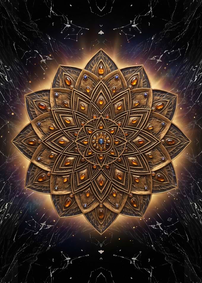 Golden Mandala with Gems