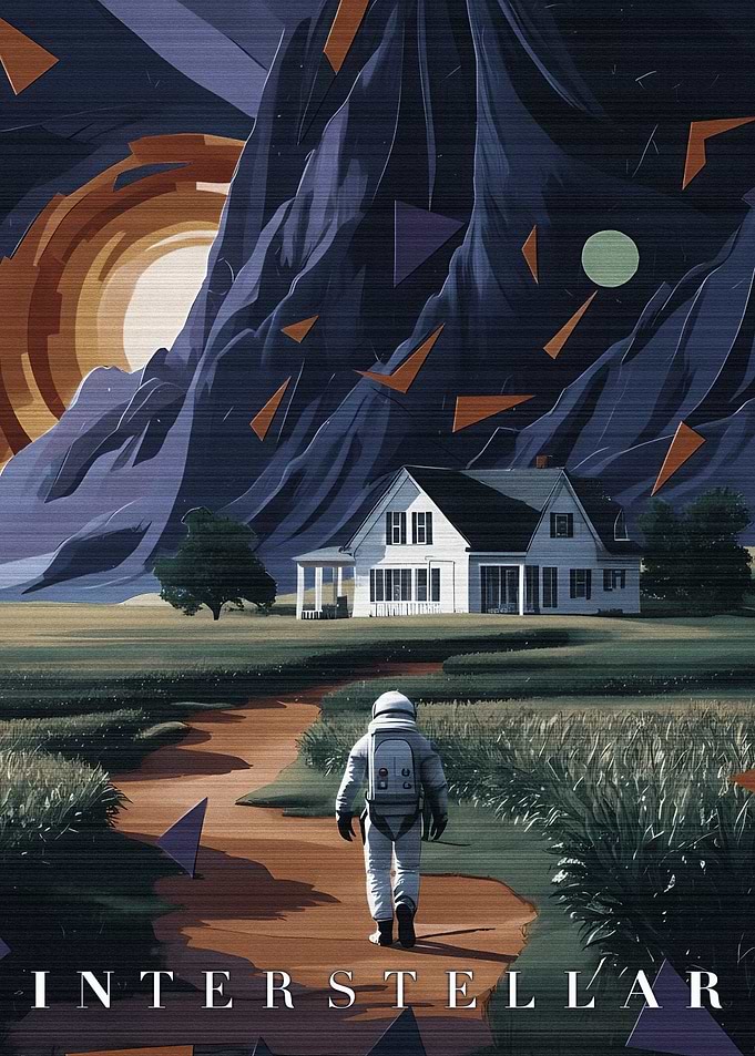 Interstellar Astronaut Walking Towards House