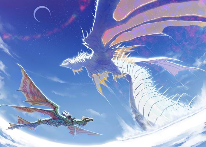 Two Dragons Flying in the Sky