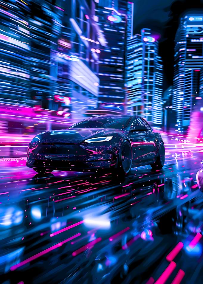 Cyberpunk Car in Neon City