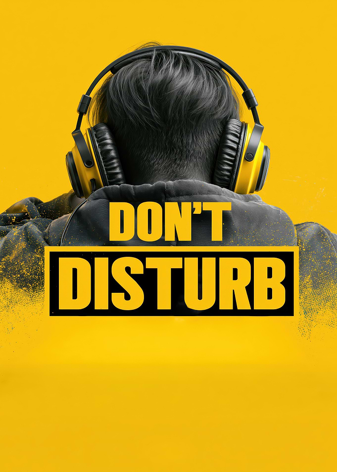 Don't Disturb – Gamer with Headphones Bold Yellow Poster
