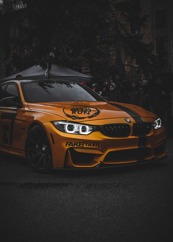Orange BMW M3 Fake Taxi