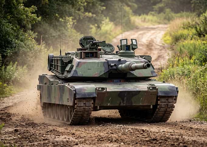 M1A2 Abrams Tank on a Dirt Road