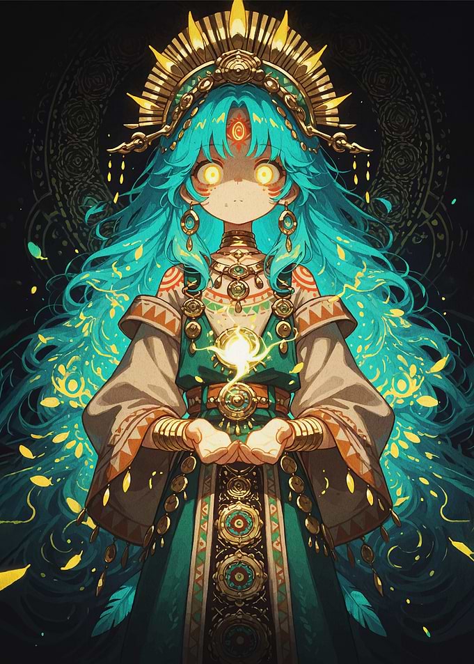 Anime Goddess with Glowing Energy