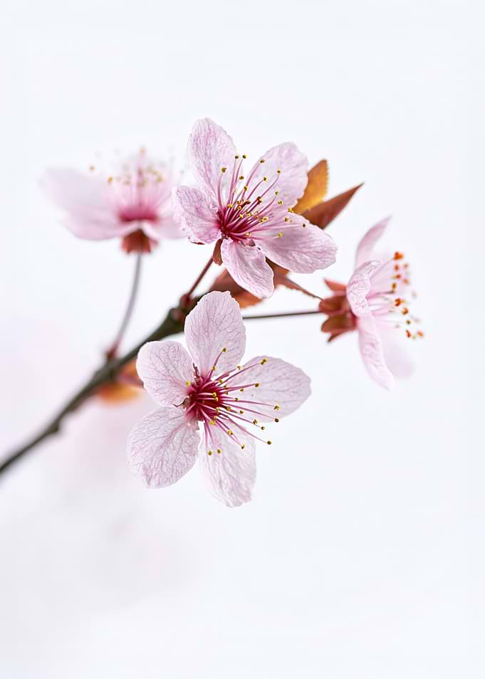 Pink Cherry Blossoms on a Branch