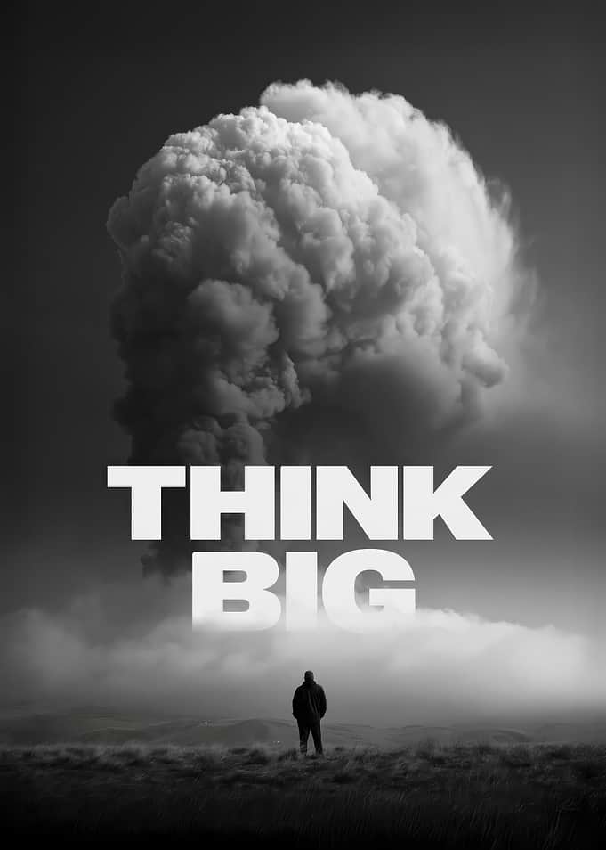 Think Big – Lone Figure Under Dramatic Storm Cloud Poster