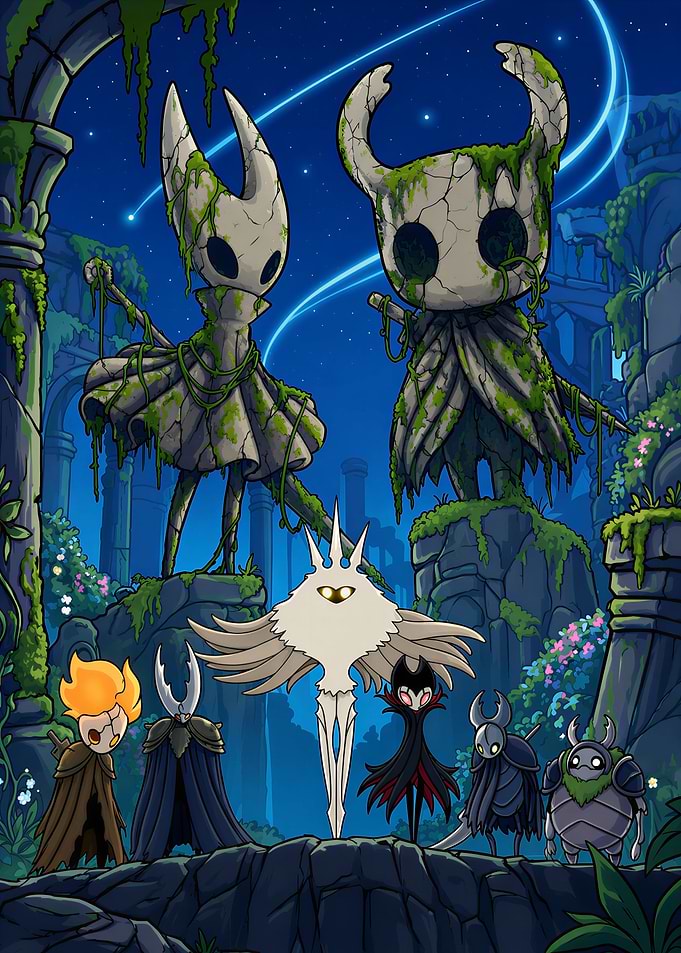 Hollow Knight Characters in Ruined Temple