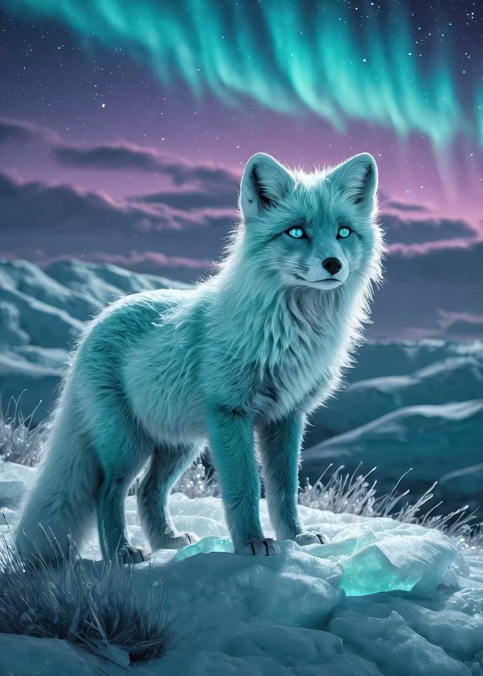 Aurora Fox — Luminous Arctic Fox Under Northern Lights
