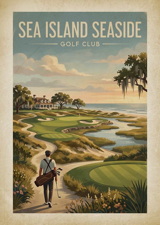 Sea Island Seaside Golf Club Vintage Poster