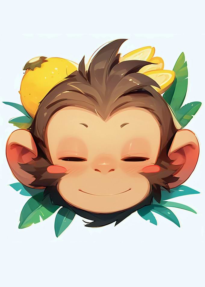 Cute Monkey with Bananas