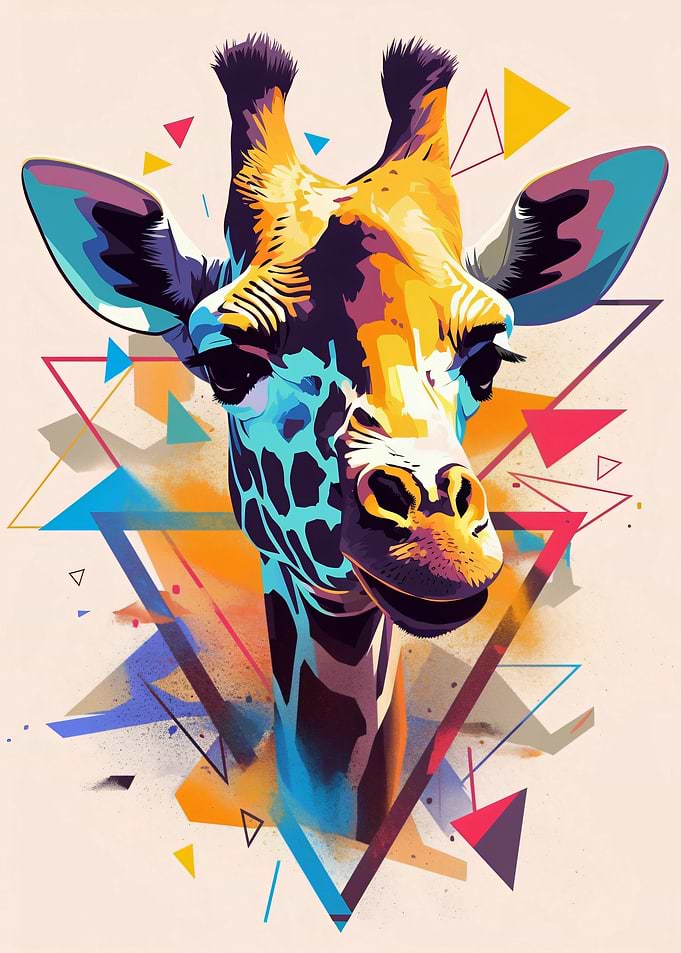 Colorful Geometric Giraffe Portrait