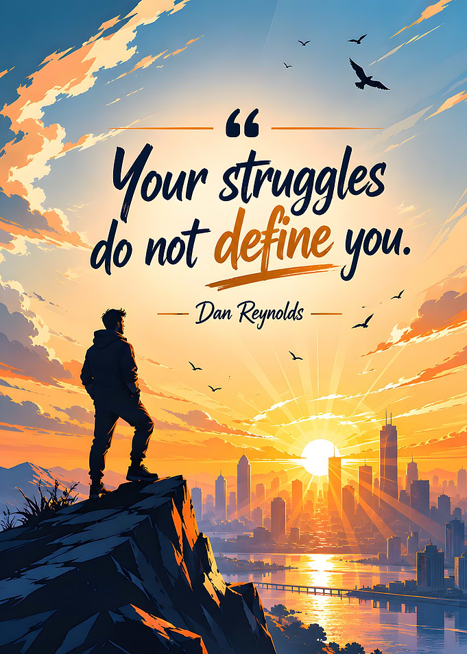 Inspirational Sunrise Cityscape with Quote