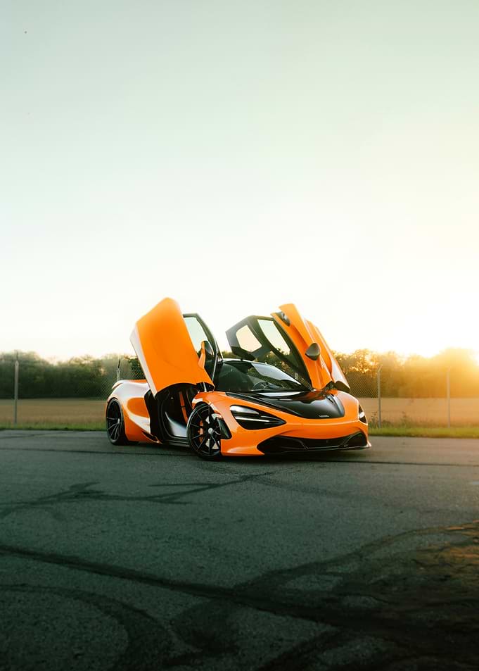 Orange McLaren 720S with Doors Open