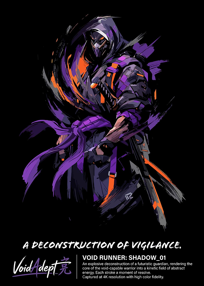 Cyberpunk Warrior with Purple and Orange Accents