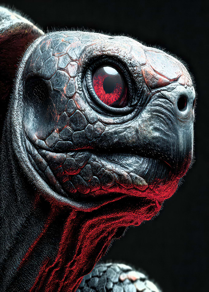 Close-up of a Tortoise with Red Eyes