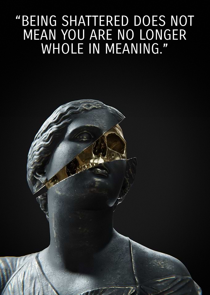Shattered Statue with Skull