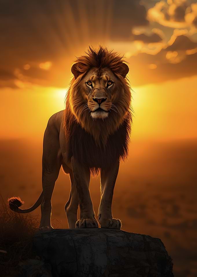 Majestic Lion at Golden Hour — Epic Wildlife Art