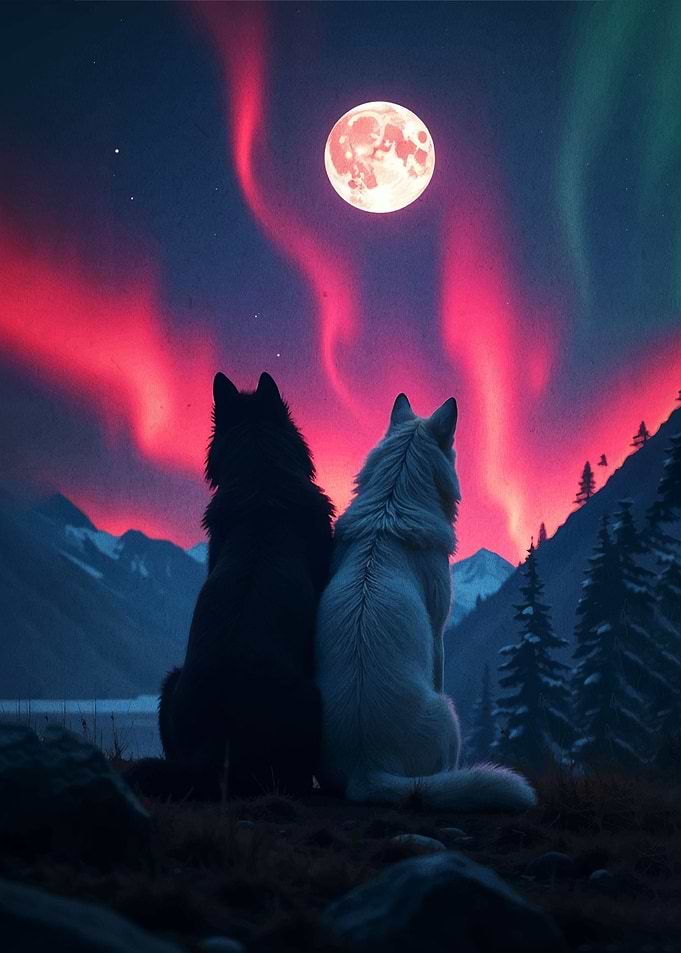 Wolves Under the Aurora