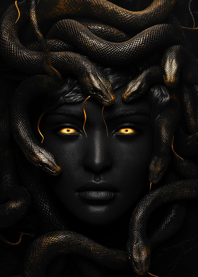 Medusa with Golden Snakes