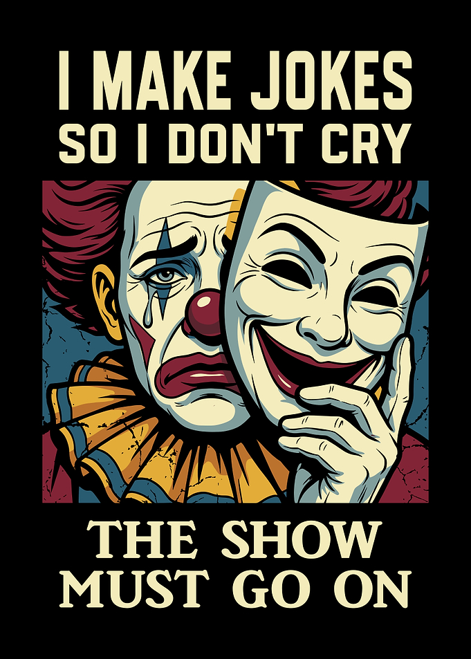 I Make Jokes So I Don't Cry Sad Clown Illustration