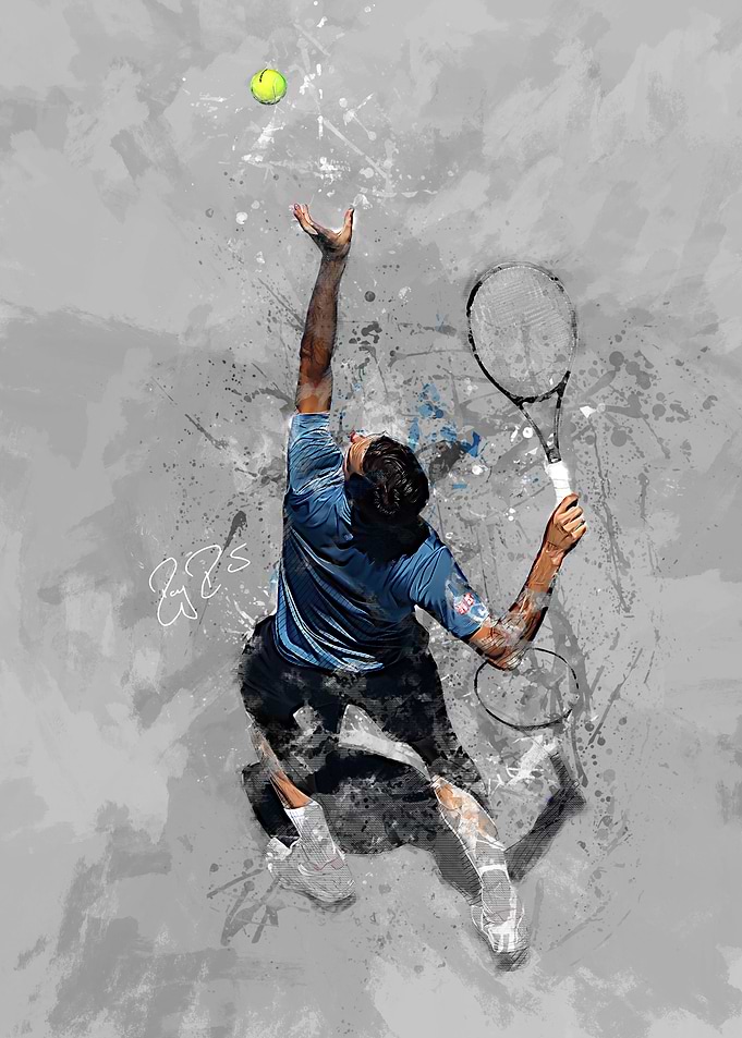 Tennis Player Serving