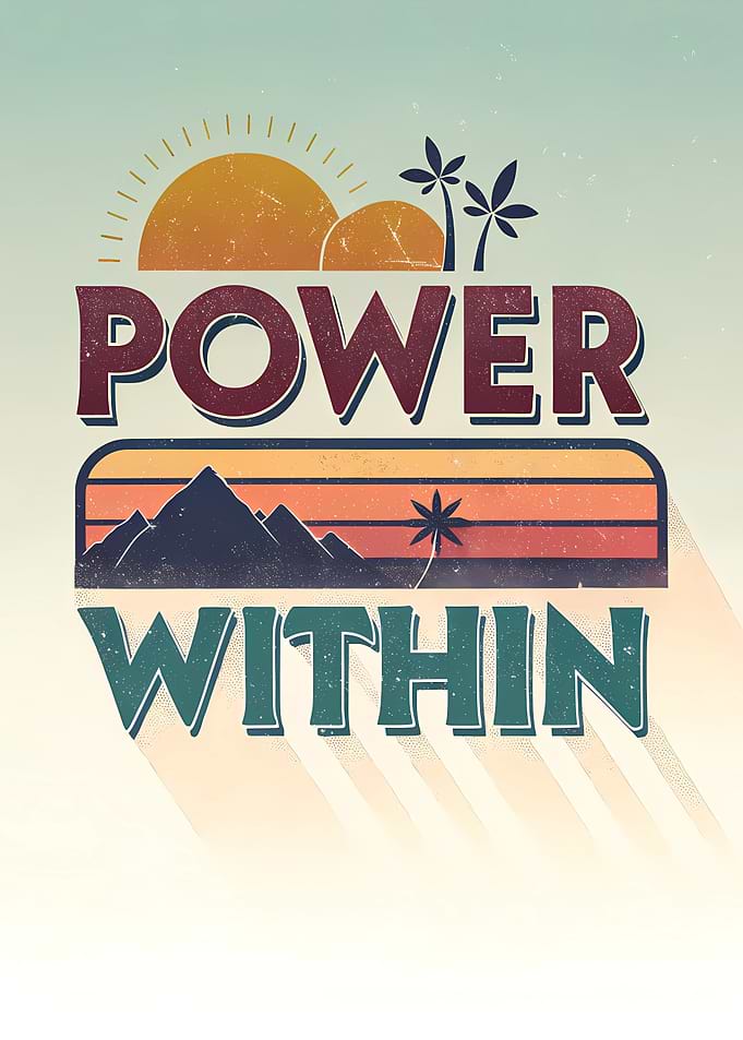 Power Within Retro Sunset Design