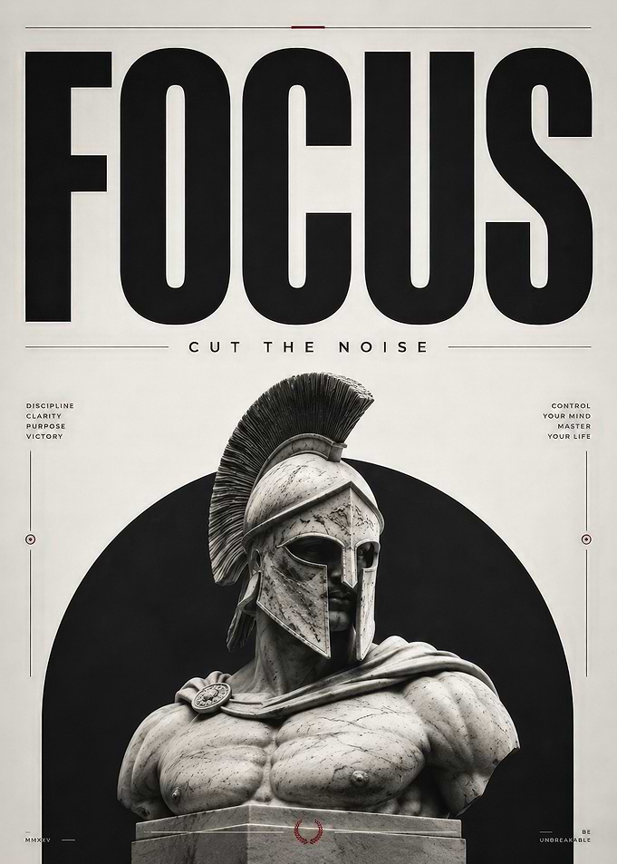 Focus Spartan Warrior Motivational Poster