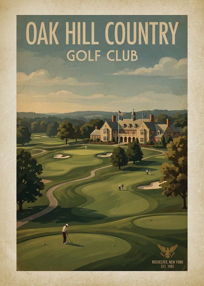 Oak Hill Country Golf Club Vintage Poster