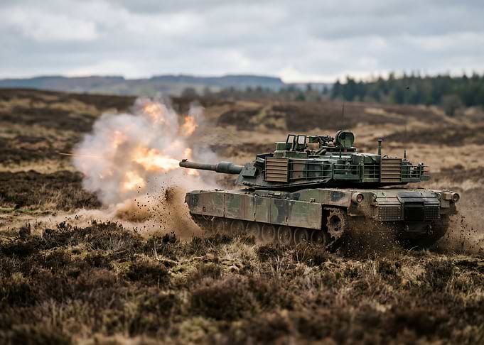 Tank Firing in a Field