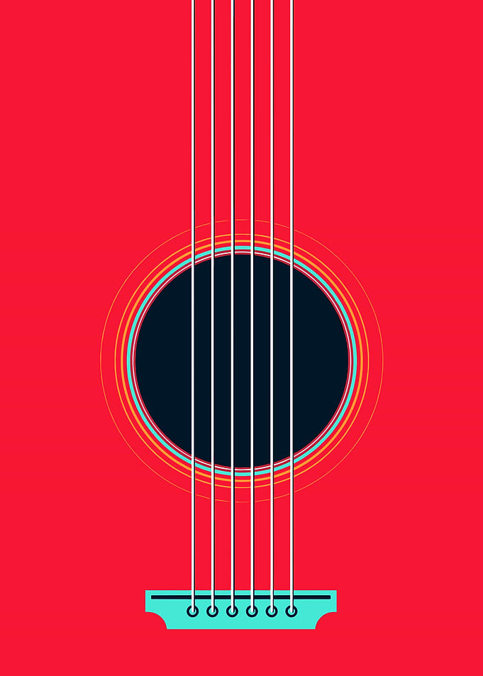 Close-up of a Red Acoustic Guitar